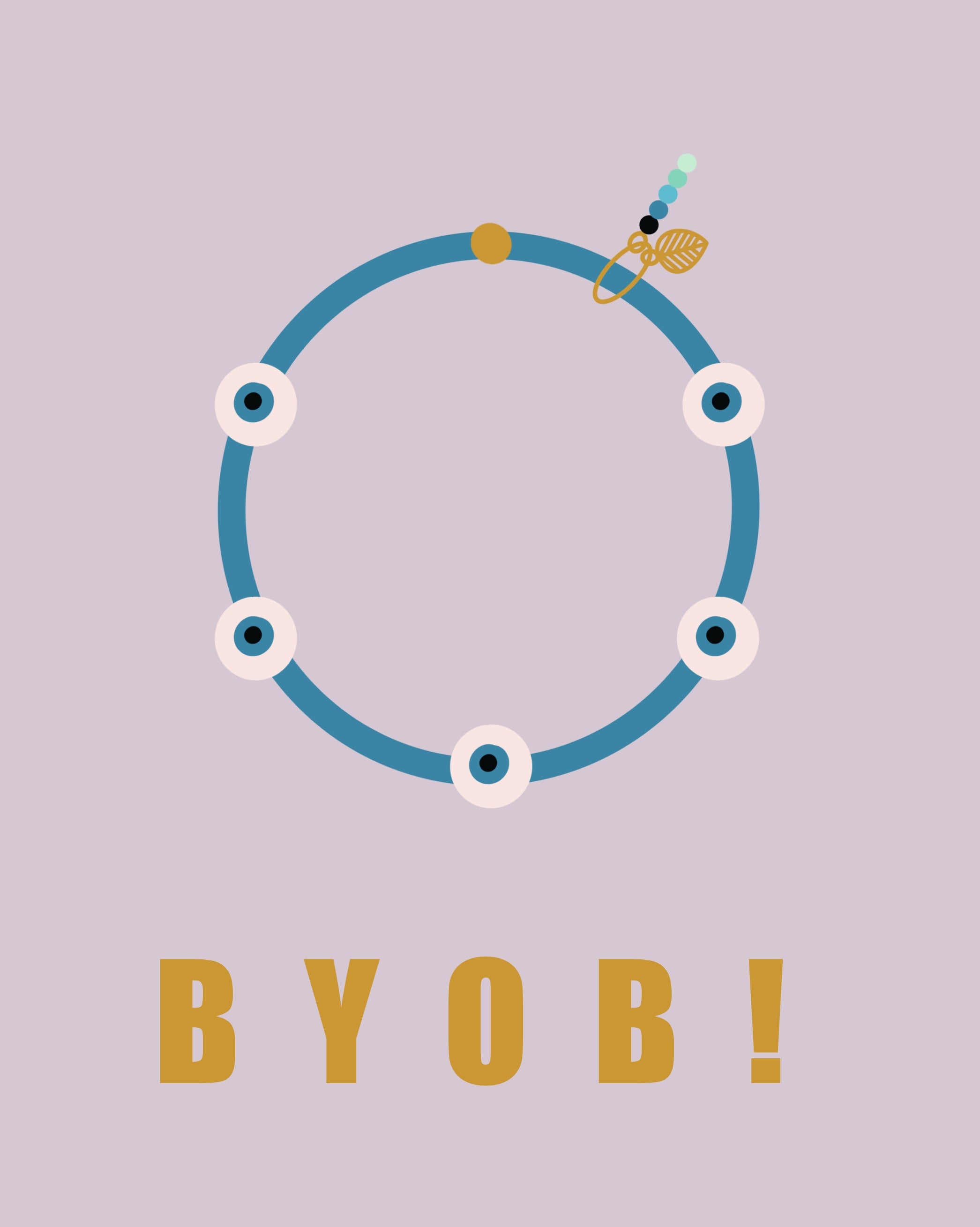 BYOB : Evil Eye Bracelet ~ solid (1 color + elastic or adjustable)