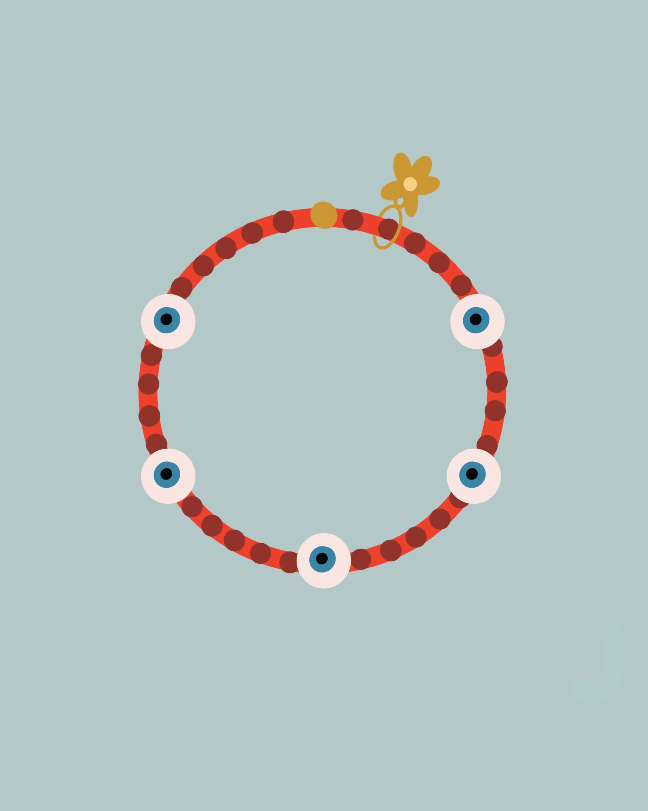 Evil Eye Bracelet - holiday brick / red