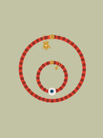 Load image into Gallery viewer, Solo Evil Eye Bracelet - brick / red mini stripe - extended sizing
