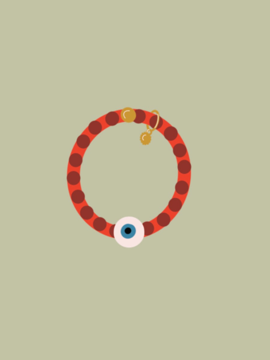 Solo Evil Eye Bracelet - brick / red mini stripe - extended sizing