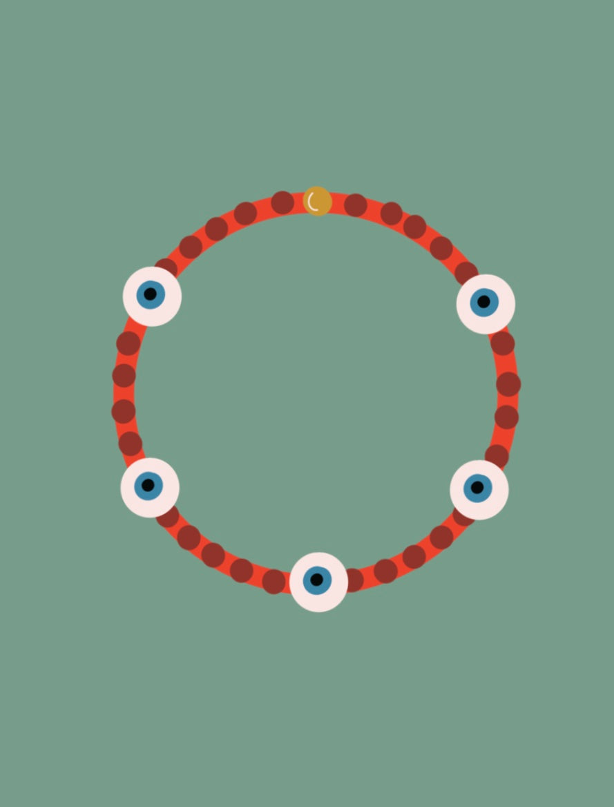 Evil Eye Bracelet - holiday brick / red