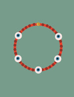 Load image into Gallery viewer, Evil Eye Bracelet - holiday brick / red

