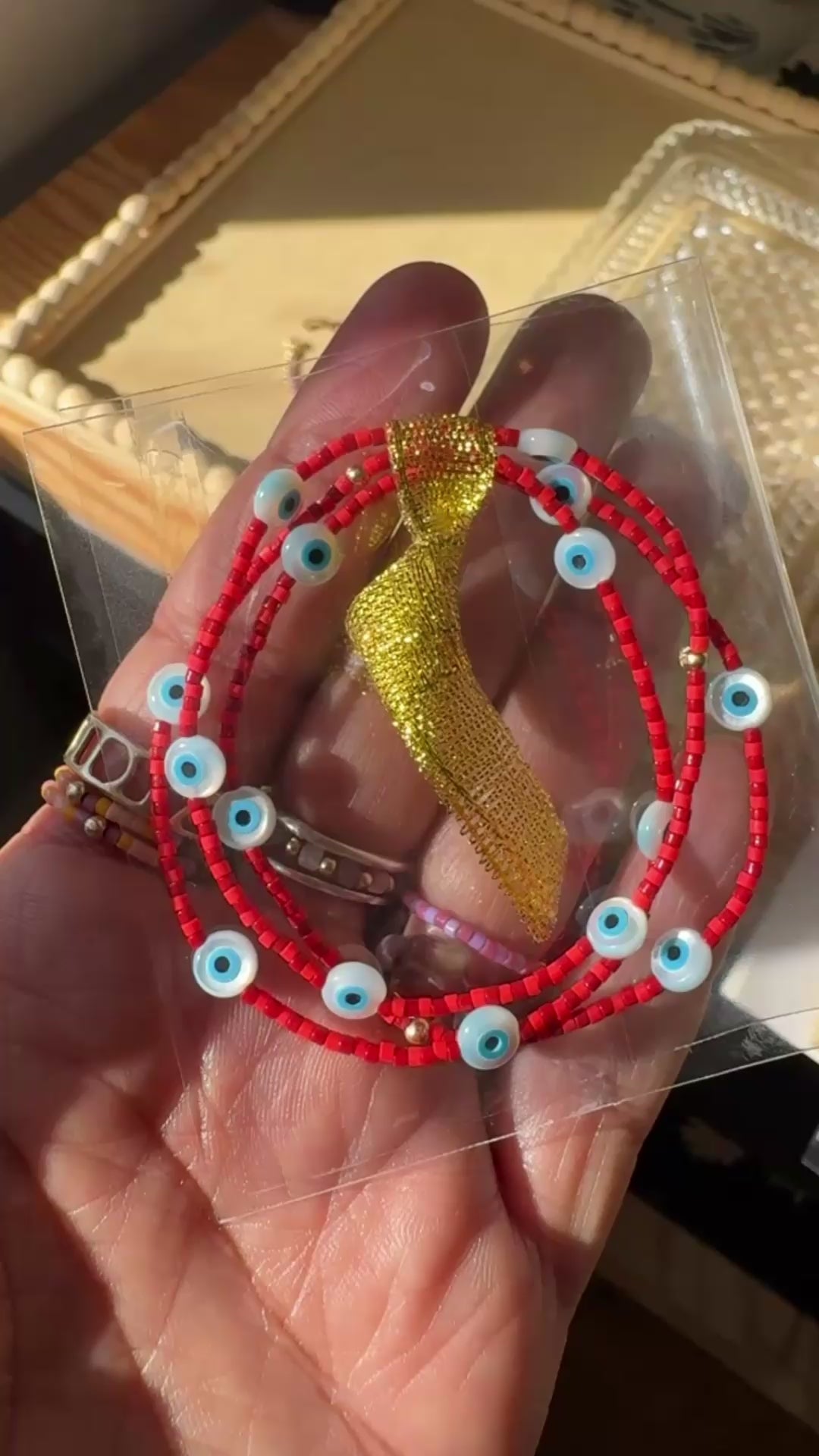 Evil Eye Bracelet - holiday brick / red