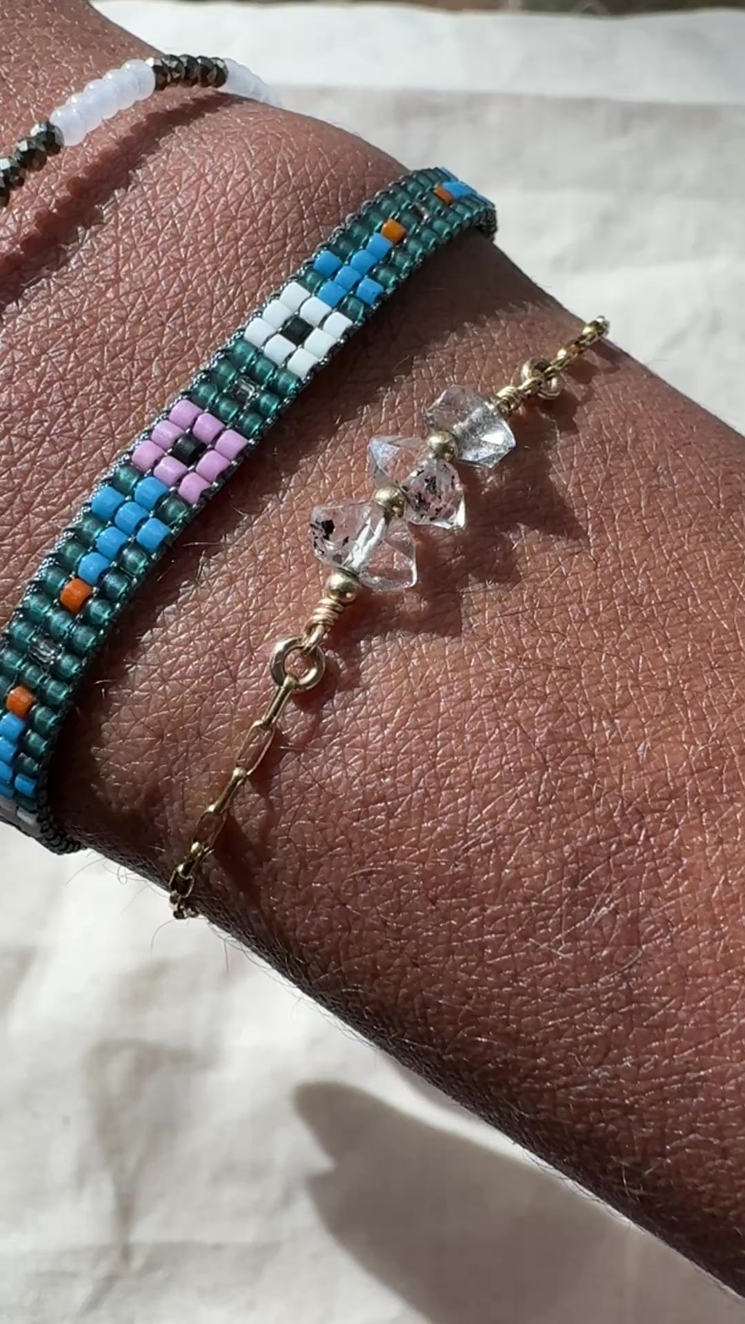 sample 010 - blooms woven bracelet - deep blue