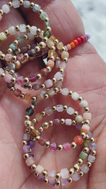 Load and play video in Gallery viewer, OOAK ORBIT RING 5 - gemstone mix / gold fill - size 7/8
