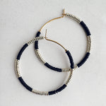 Load image into Gallery viewer, THICC STRIPE HOOPS EARRINGS - black / silver
