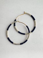 Load image into Gallery viewer, THICC STRIPE HOOPS EARRINGS - black / silver
